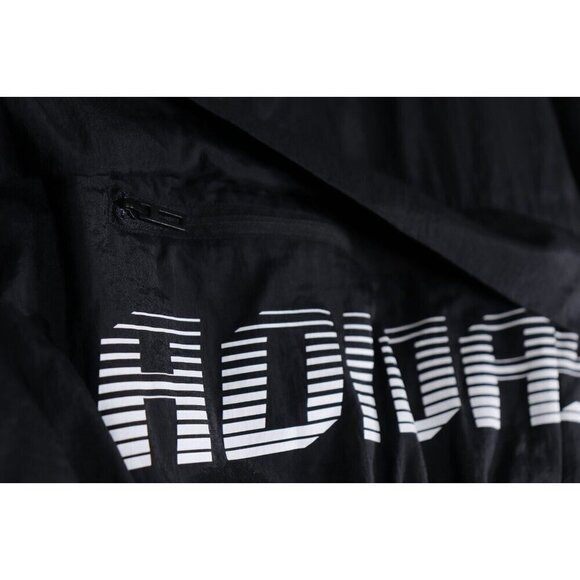 Adidas Women Medium Black Windbreaker Full Zip 3 Stripe Nylon Back Pocket Jacket - Picture 10 of 12
